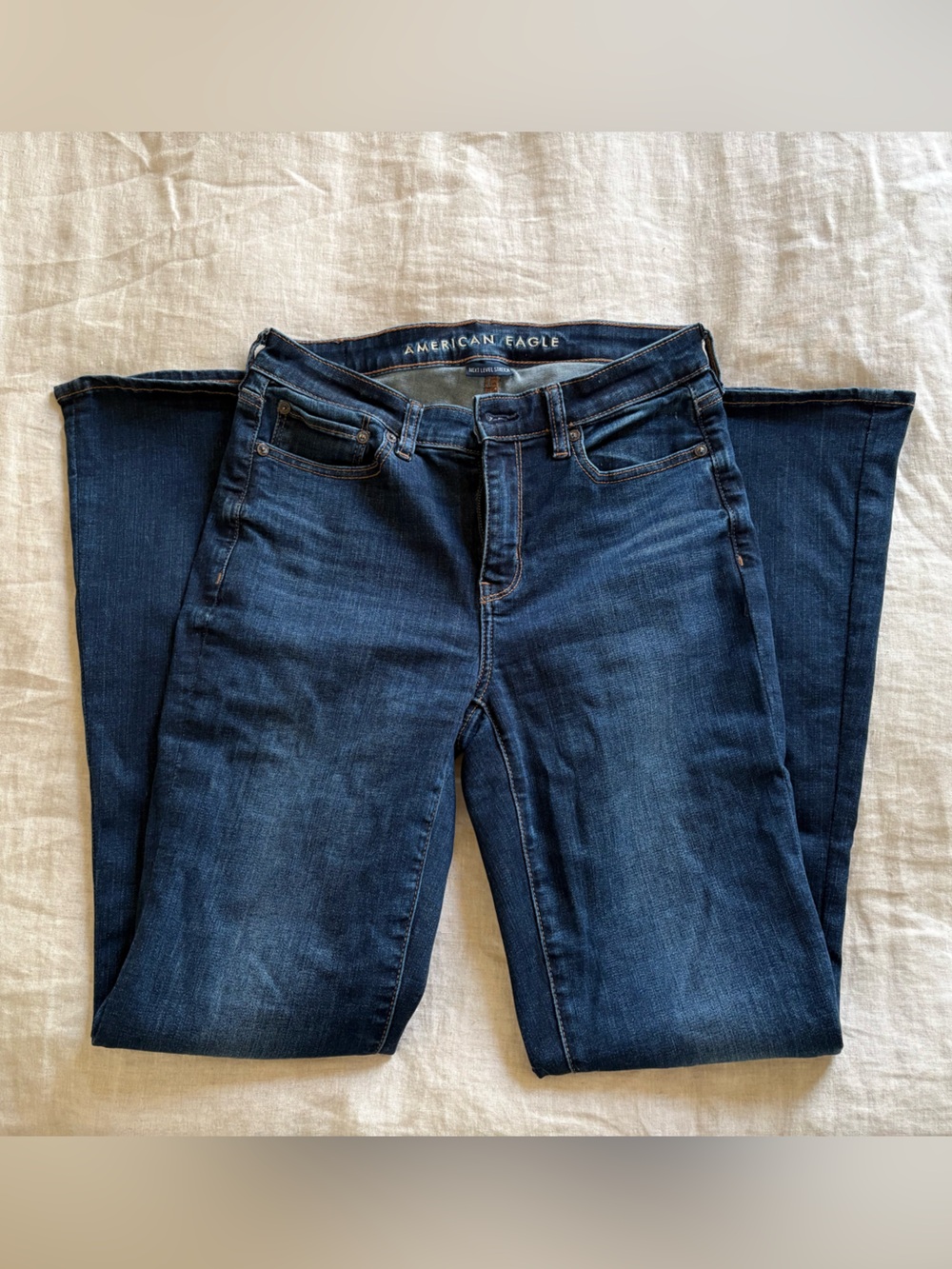 AE High-Waisted Flared Jeans in Dark Wash